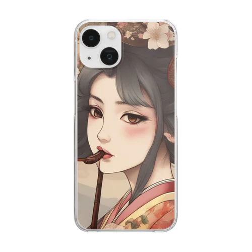 Japanese Kimono Girl, Geisha Clear Smartphone Case