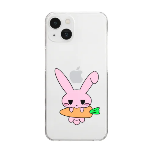 ムスっとうさちゃん Clear Smartphone Case