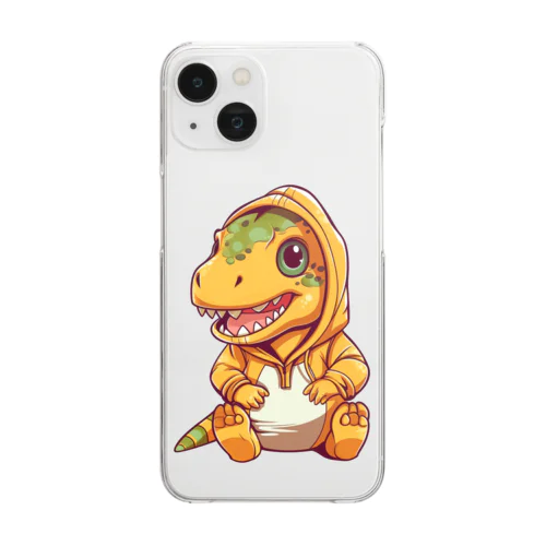 パーカーを着たティラノサウルス Clear Smartphone Case