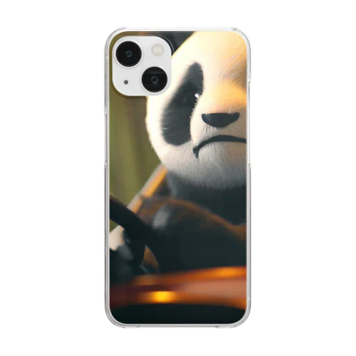 Panda driving a car（車を運転するパンダ） Clear Smartphone Case