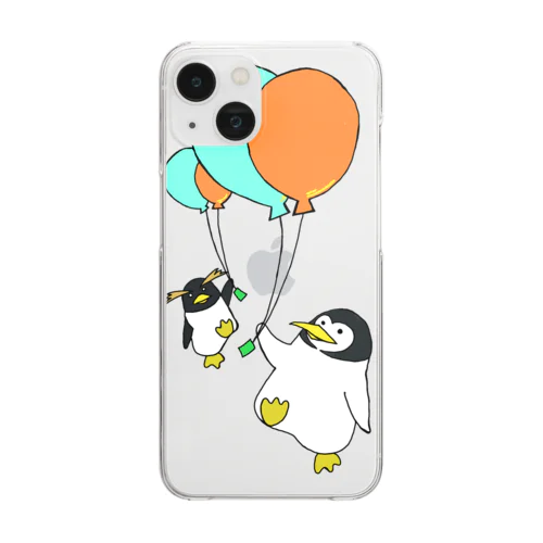 空とぶペンギン Clear Smartphone Case