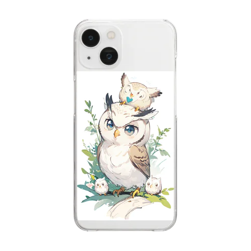 癒しフクロウ Clear Smartphone Case