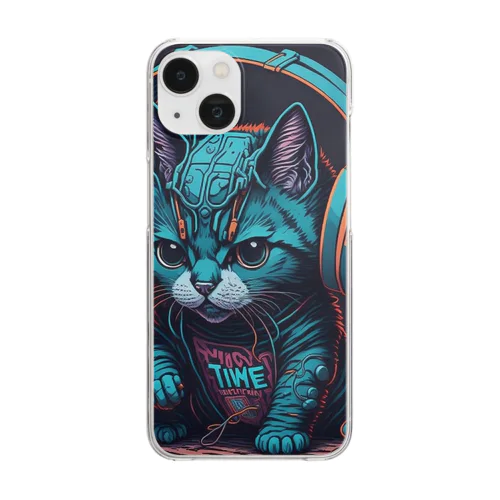 Headphone Cat Clear Smartphone Case