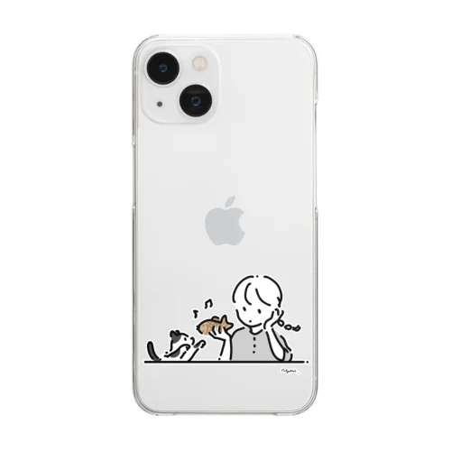 たい焼きのおもちゃ×猫 Clear Smartphone Case