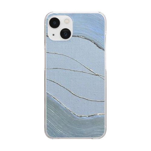 『流れる　blue』 Clear Smartphone Case