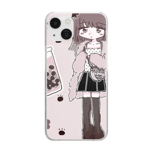 犬、タピオカ、女の子 Clear Smartphone Case