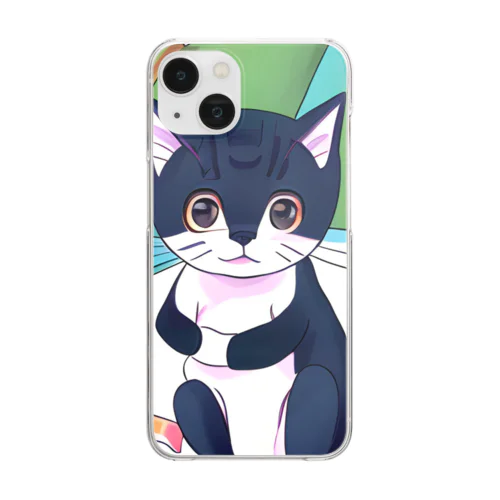 魚を捕えた子猫 Clear Smartphone Case