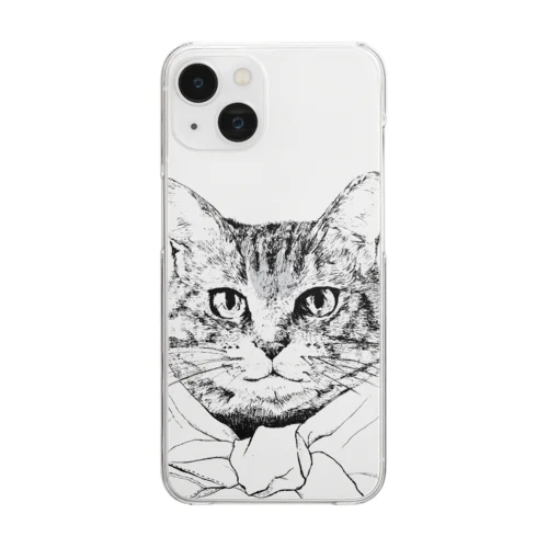 ペン画のしましま猫ちゃん Clear Smartphone Case