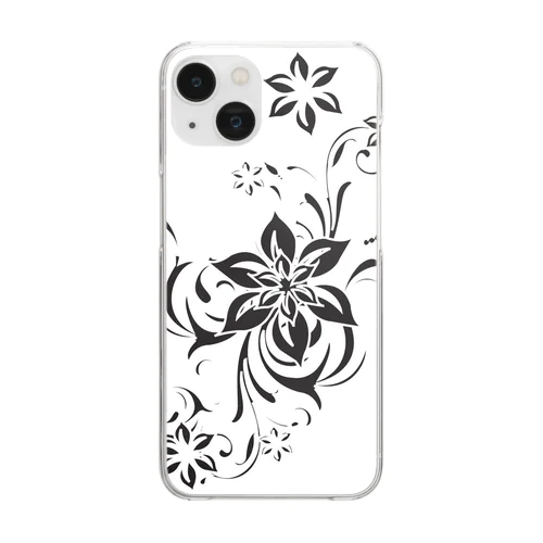 モノクロな華 Clear Smartphone Case