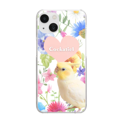 お花とオカメインコ Clear Smartphone Case