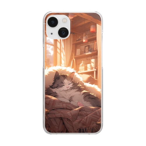 爆睡ノルウェージャンフォレストキャット ネコ スマホケース Clear Smartphone Case