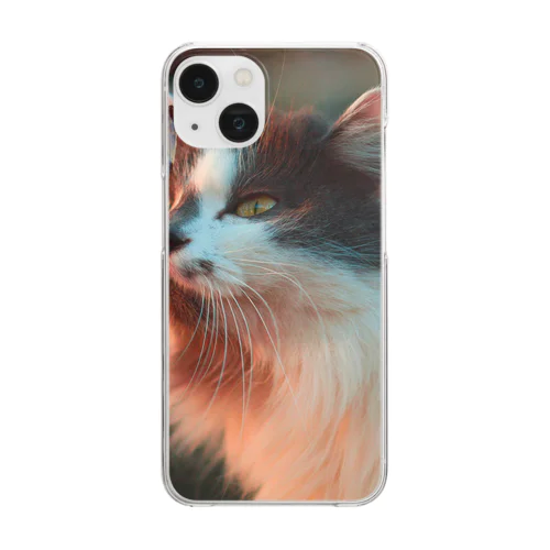 猫と蝶の友情 Clear Smartphone Case