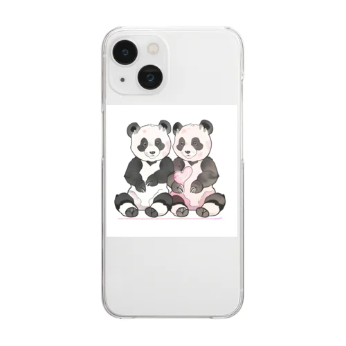 愛を送るパンダ Clear Smartphone Case