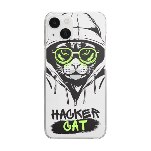 cat ハッカー　 Clear Smartphone Case