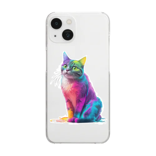 "猫の輝き" ニャオンTシャツ Clear Smartphone Case