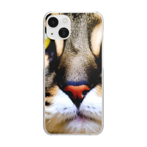 ドアップな猫！ Clear Smartphone Case