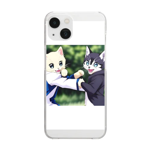 殴り愛猫 Clear Smartphone Case