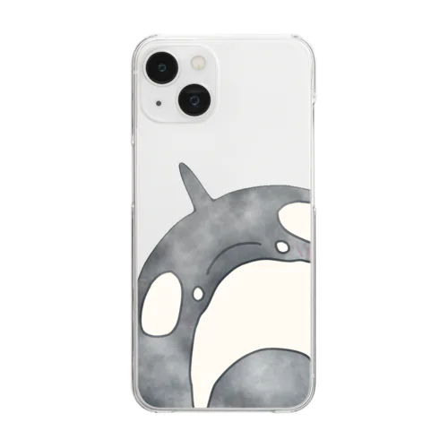 覗き込みシャチくん Clear Smartphone Case