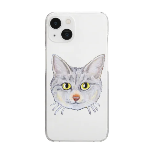 チョークアートのキジトラ猫😸 Clear Smartphone Case