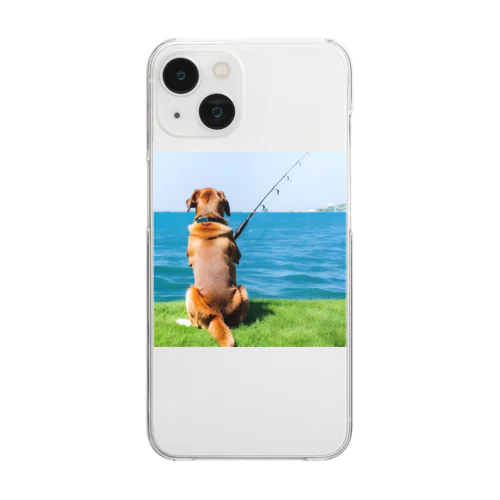 the dog is fishing fish Clear Smartphone Case