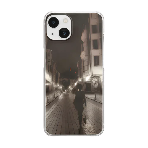 黒猫夜景 Clear Smartphone Case