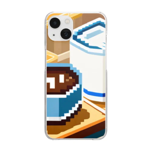 ドット絵コーヒーと電気ポット Clear Smartphone Case