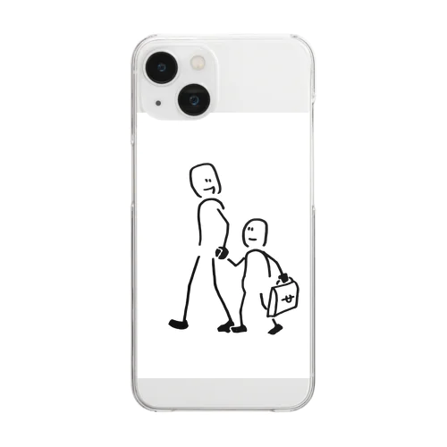 親子手つなぎデートくん Clear Smartphone Case