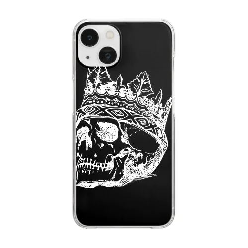 Black White Illustrated Skull King  Clear Smartphone Case