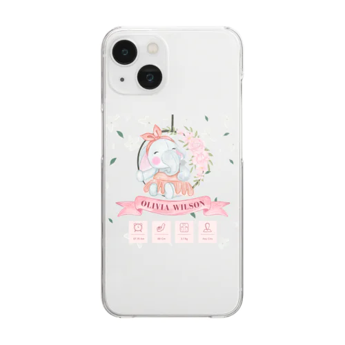 お花とぞう Clear Smartphone Case