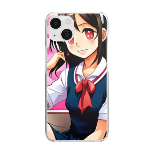 ✨明るい美少女シリーズ：スレンダー女子高生エディション✨ Clear Smartphone Case