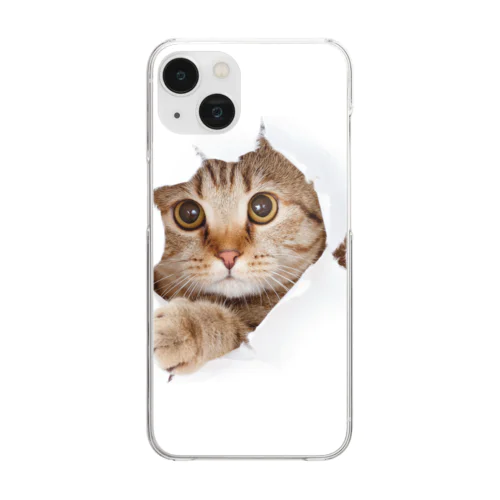 White Free Cute Funny Cat T-shirt Clear Smartphone Case