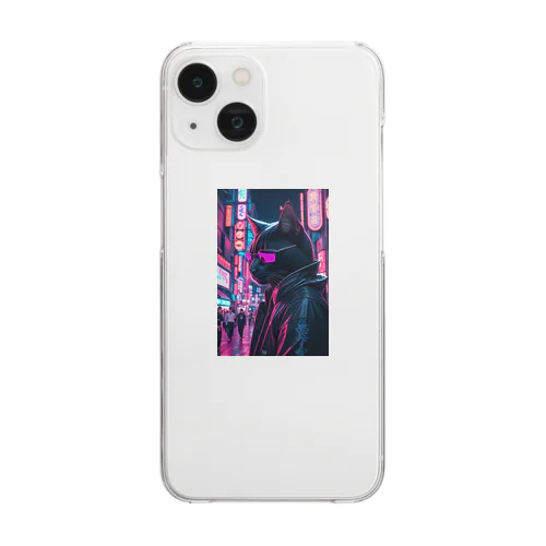 Black Cat with sunglass Clear Smartphone Case