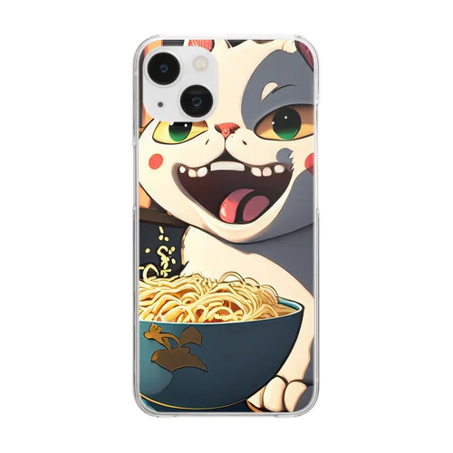 ラーメン大好き猫 Clear Smartphone Case