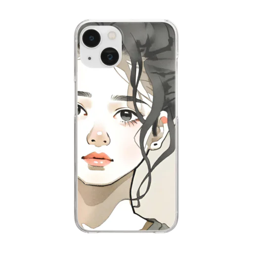 無造作ヘアの女の子 Clear Smartphone Case