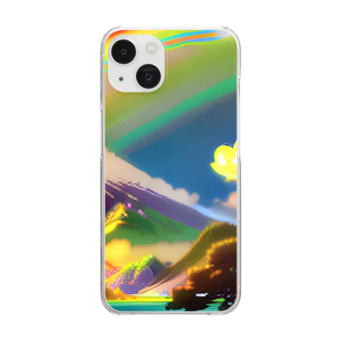 “Rainbow-colored Mount Fuji: The Gateway to a Colorful Fantasy” Clear Smartphone Case