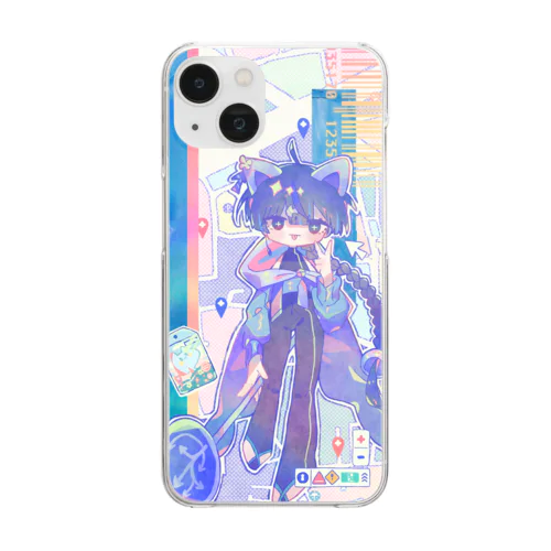 標識男子　青 Clear Smartphone Case