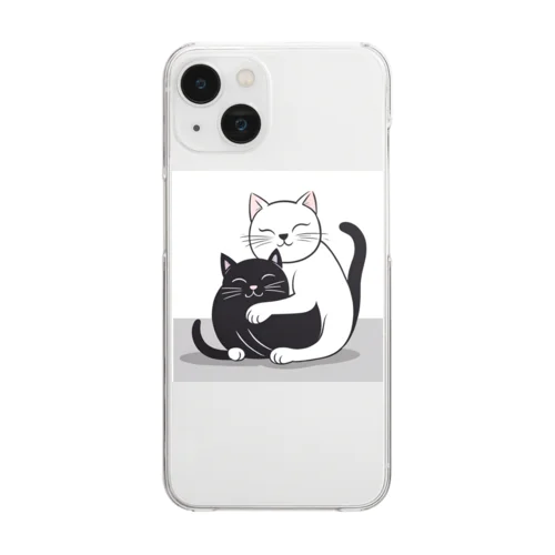 抱き合う猫 Clear Smartphone Case