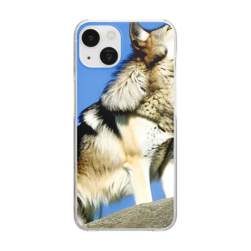 吠えるオオカミ Clear Smartphone Case