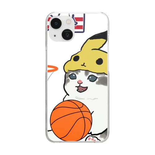 バスケットボール選手の猫 Clear Smartphone Case