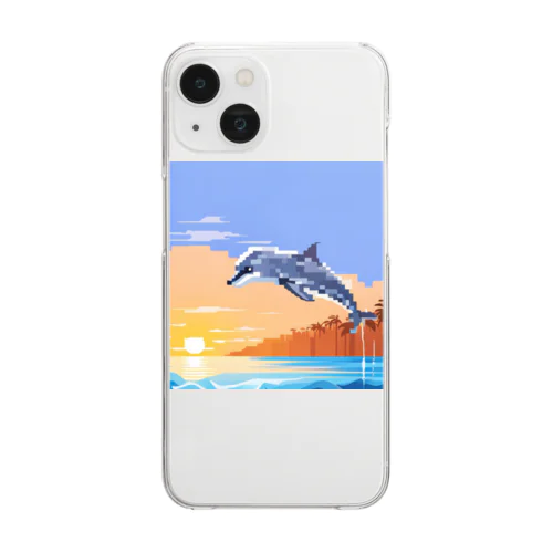 ドット絵のイルカ Clear Smartphone Case