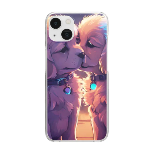 キュートな子犬同士のキス Clear Smartphone Case