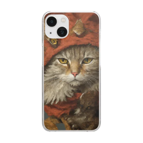 ドット猫 グッズ Clear Smartphone Case