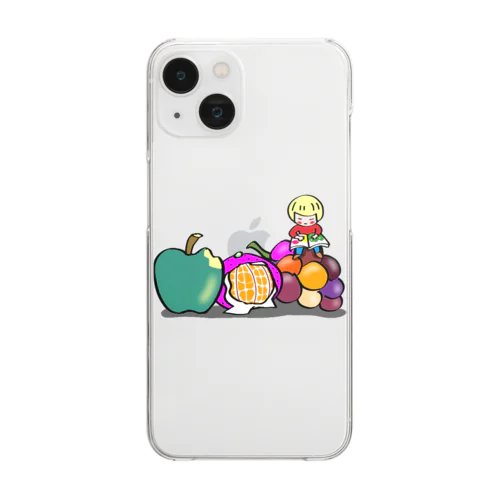 秋の果物三種盛と子ども Clear Smartphone Case