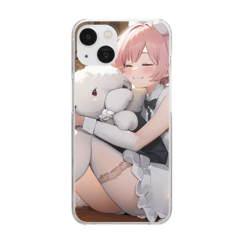 うさぎと犬のハグ Clear Smartphone Case