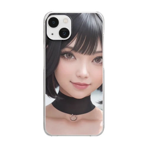 かわいい黒髪少女 Clear Smartphone Case