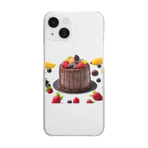 フルーツたっぷりチョコレートケーキ Clear Smartphone Case