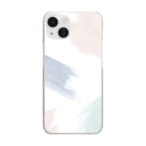 人気♡くすみカラーが可愛い水彩デザイン♡ Clear Smartphone Case