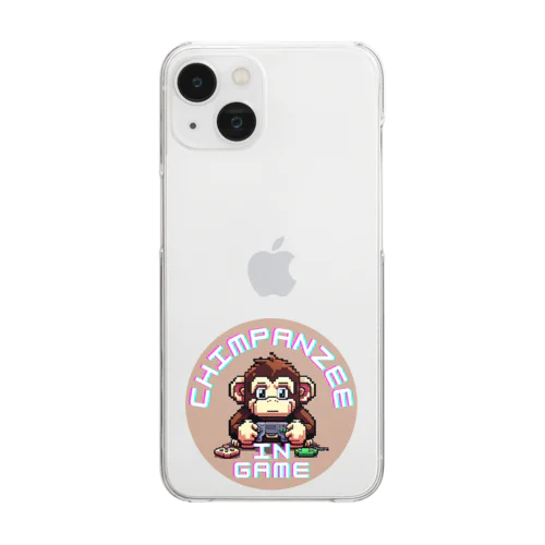 ドット絵のゲーム中のチンパンジー Clear Smartphone Case