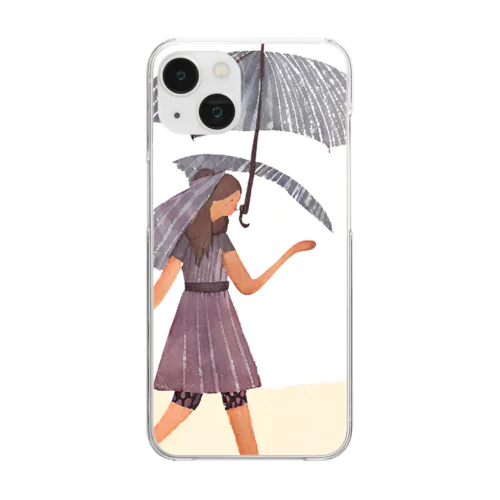 雨降り散歩 イラスト Clear Smartphone Case