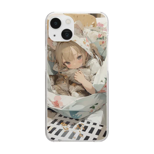 猫耳りぃにゃと猫グッズ Clear Smartphone Case